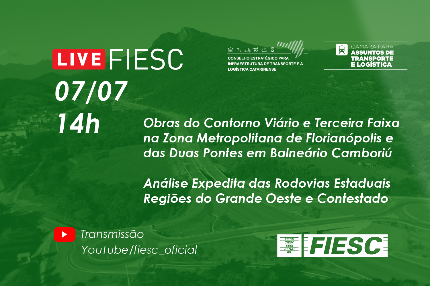 Reunião híbrida e conjunta do Conselho Estratégico para Infraestrutura de Transporte e a Logística Catarinense e da Câmara de Transporte e Logística da FIESC 