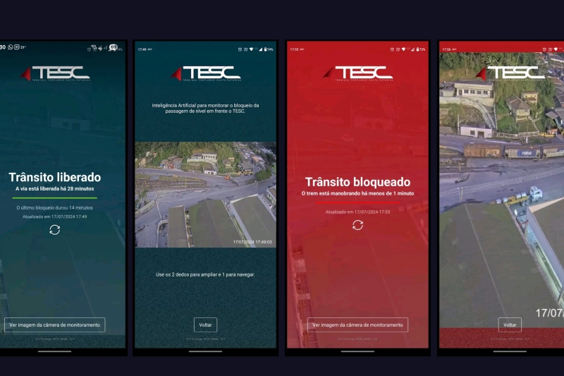 Aplicativo mostra o status da ferrovia no entorno do Terminal Portuário Santa Catarina