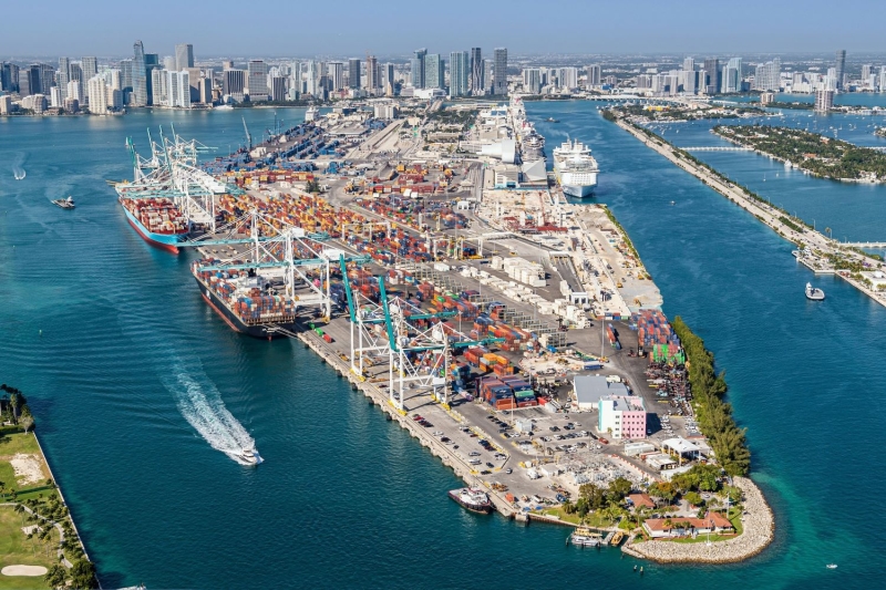 Exportações brasileiras aos EUA serão taxadas em 50% a partir de quarta-feira. (Foto: PortMiami/Divulgação)